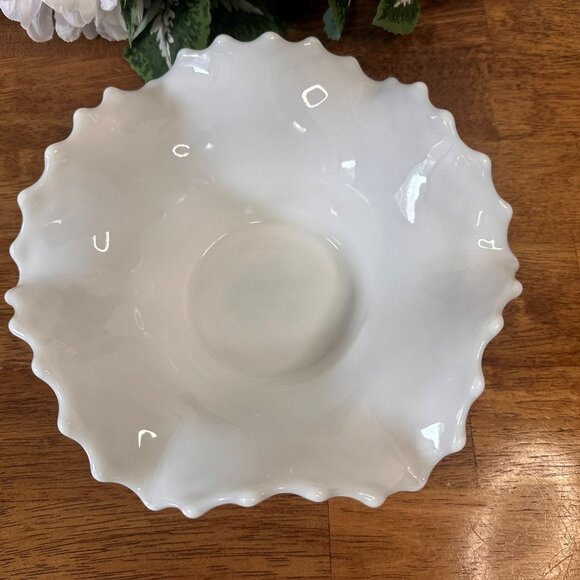 Westmoreland‎ Vintage Milk Glass Bowl Open Lace Edge Reticulated Pedestal - Picture 4 of 6